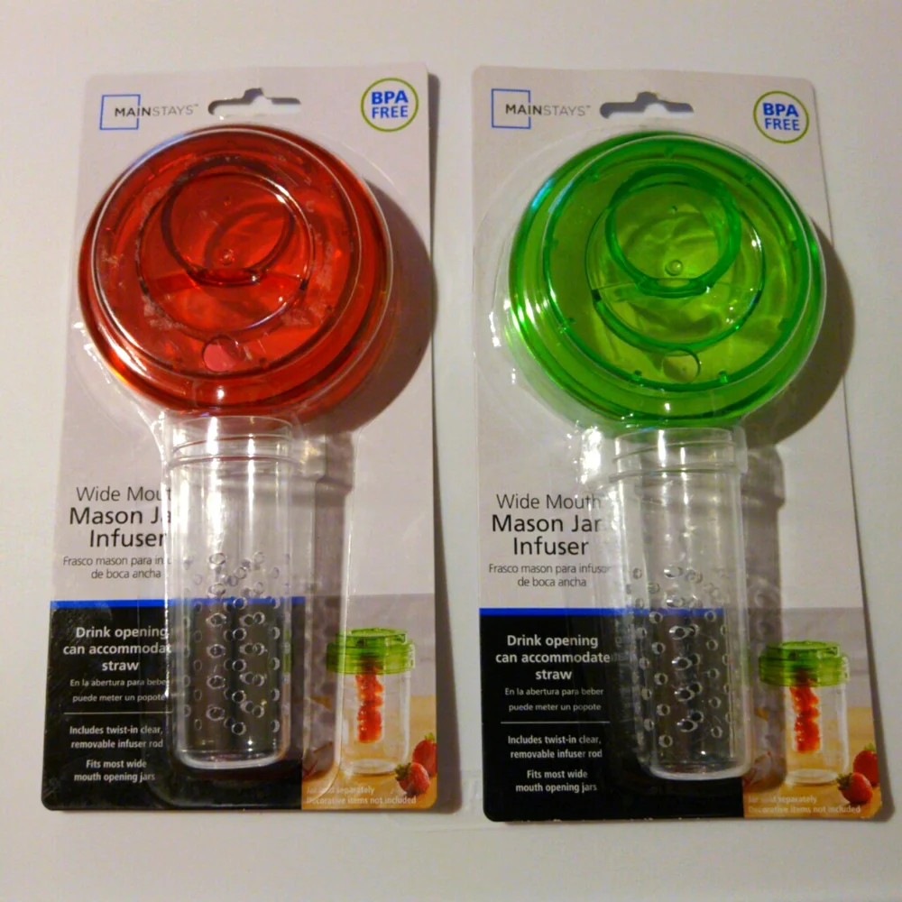 Mason Wide Mouth Canning Jar Infuser Drinking Glass Sip Top Set of 2